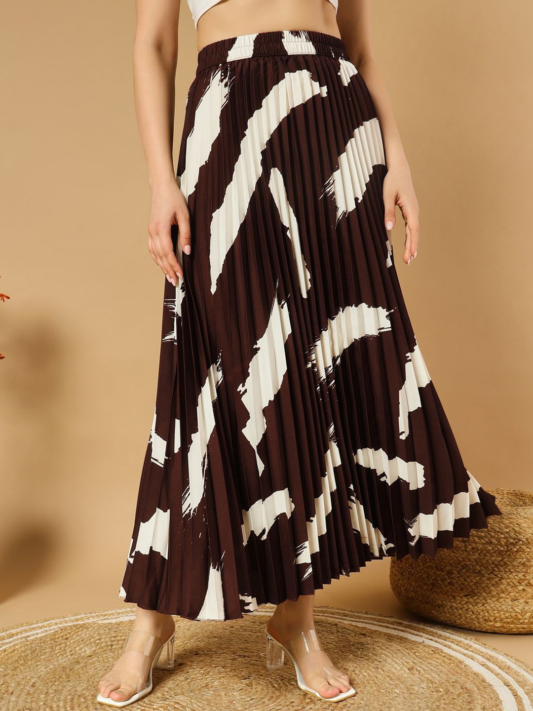 

ZWERLON Women A-Line Maxi Skirt, Coffee brown