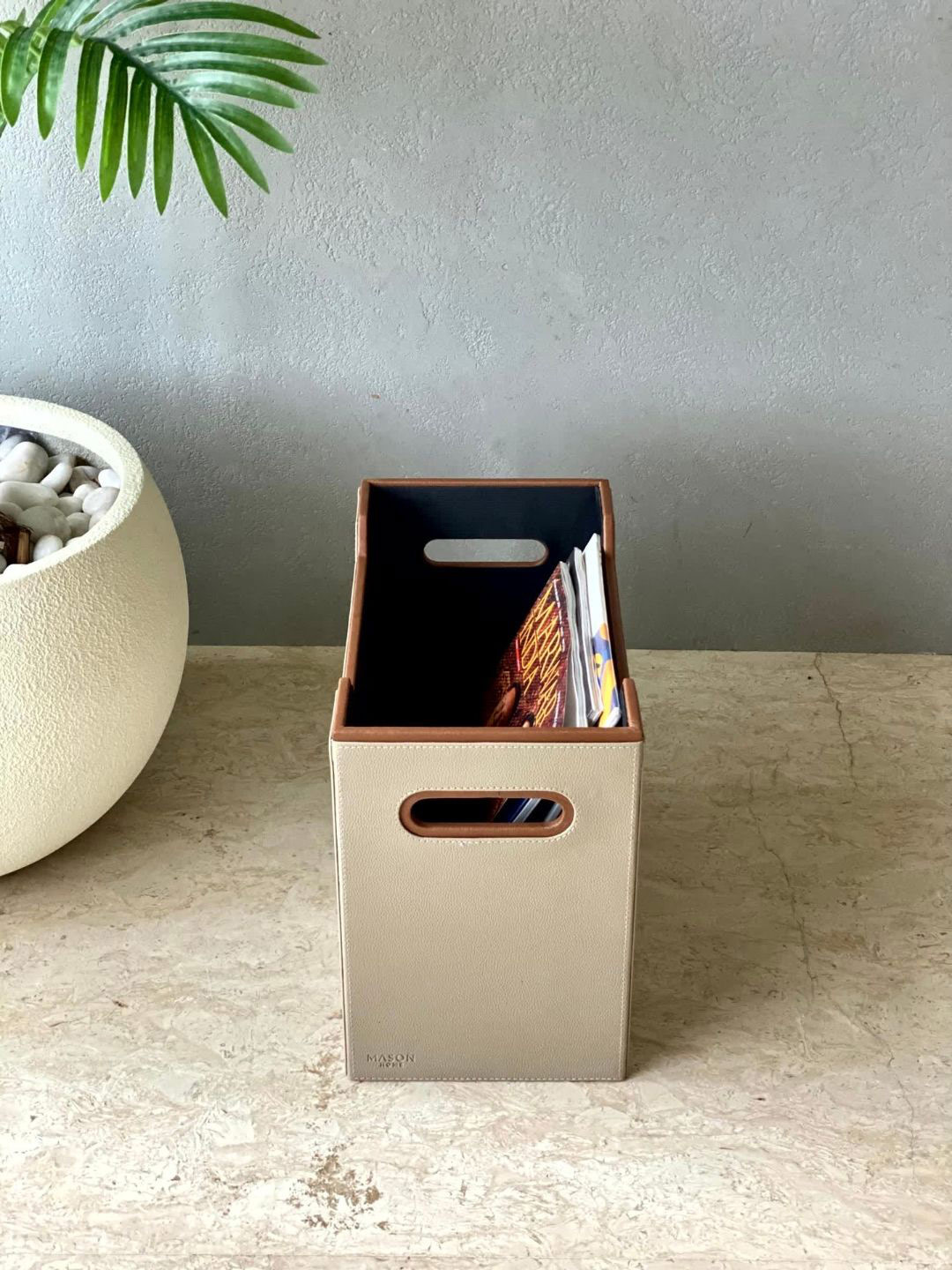 

Mason Home Naples Taupe & Brown Magazine Holder Organiser