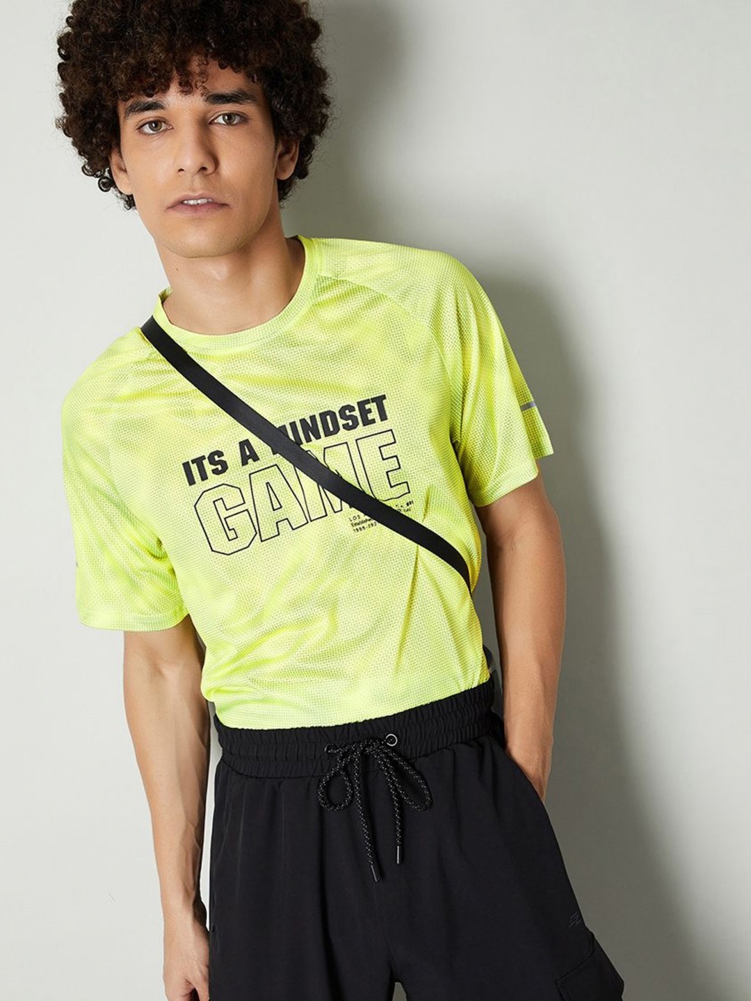 

max Men Typography Printed Round Neck T-shirt, Yellow
