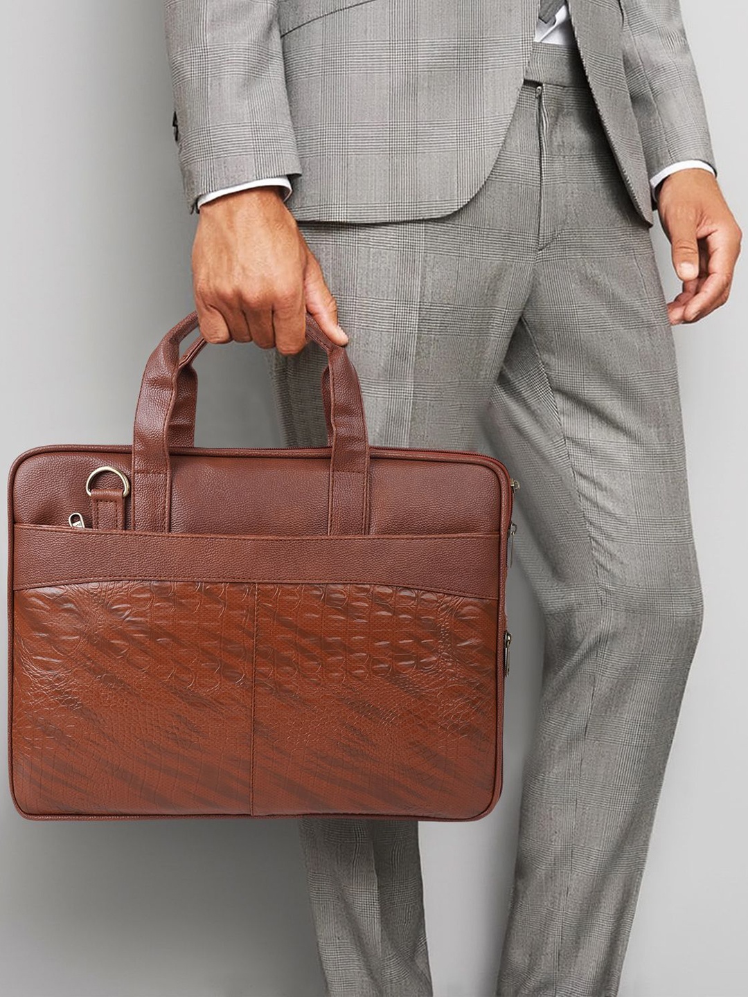 

GOLD SKY Men PU Laptop Bag, Tan