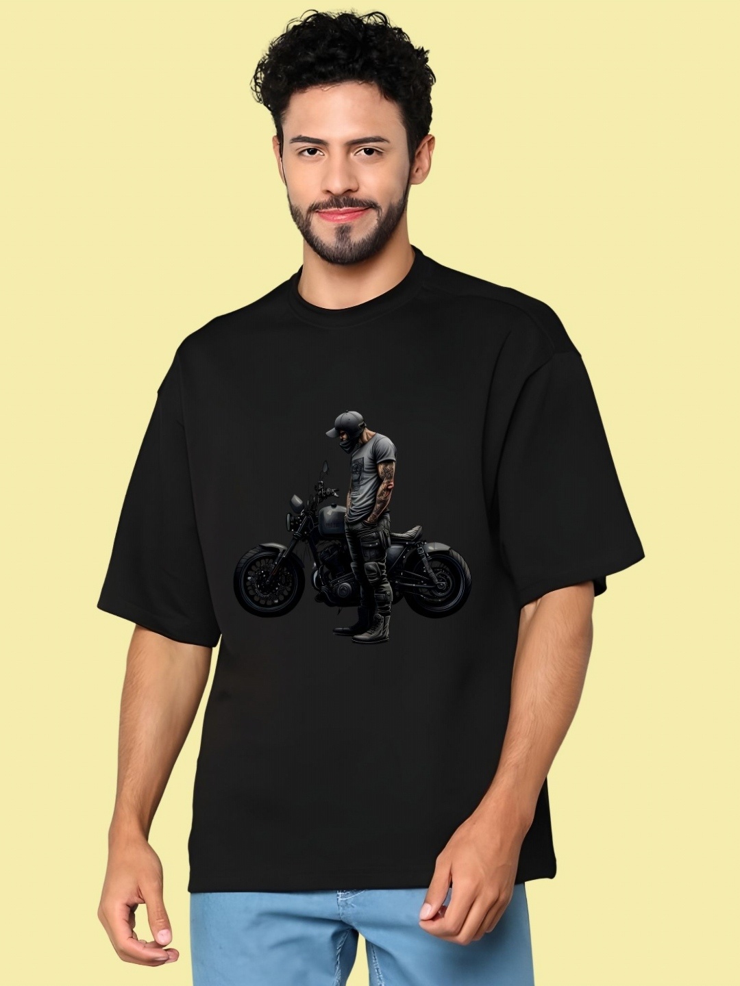 

THE BEETEL HOUSE Men Drop-Shoulder Sleeves T-shirt, Black