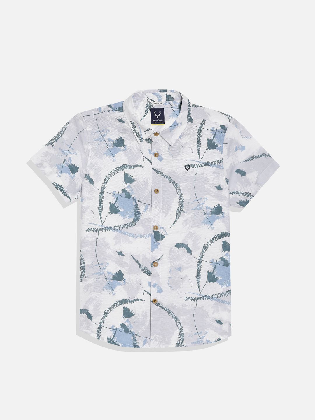 

Allen Solly Junior Boys Spread Collar Abstract Printed Cotton Casual Shirt, White