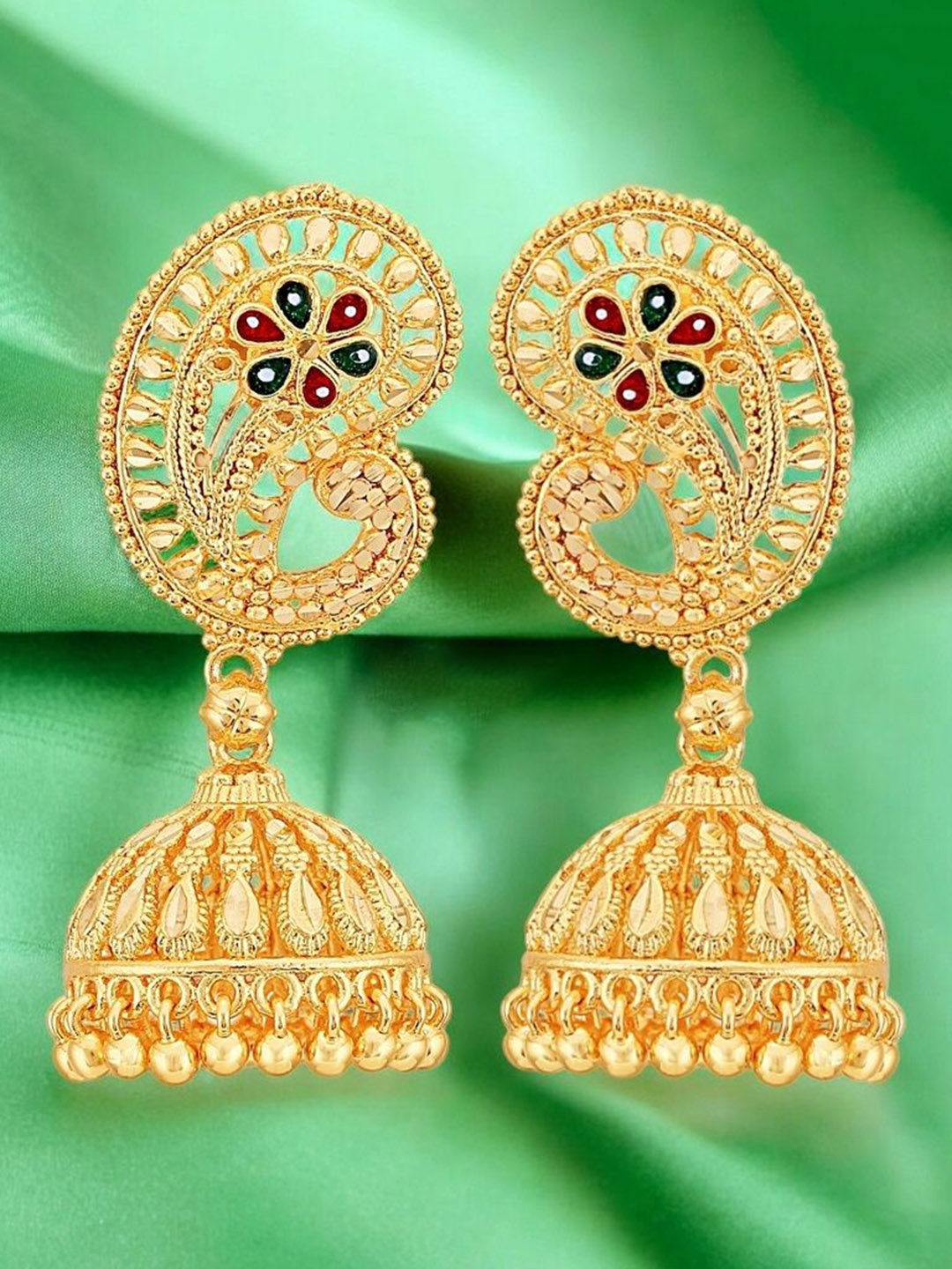 

DIVASTRI Gold Plated Dome Shaped Jhumkas