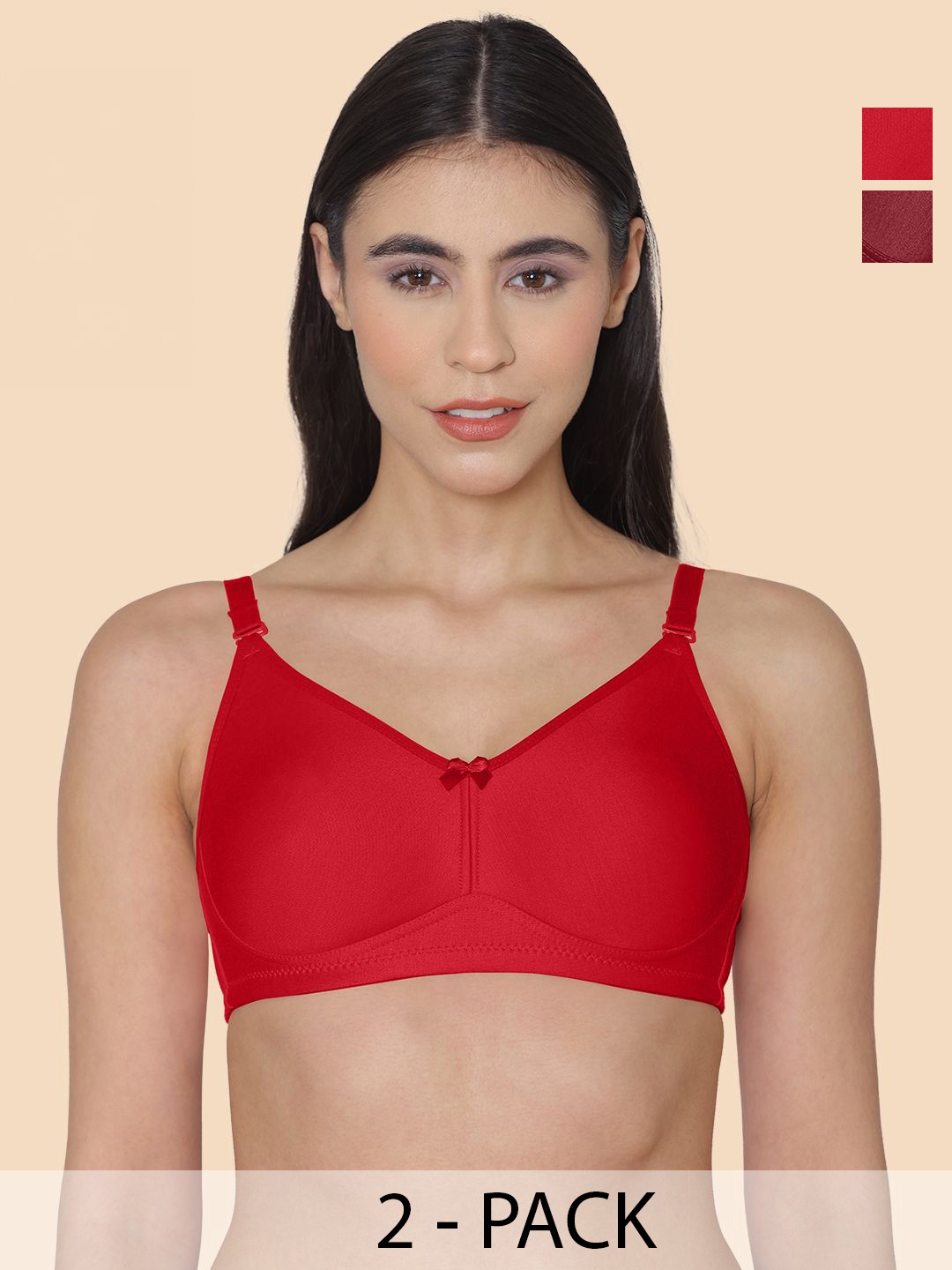 

Tweens pack of 2 Bra solid Full Coverage, Red