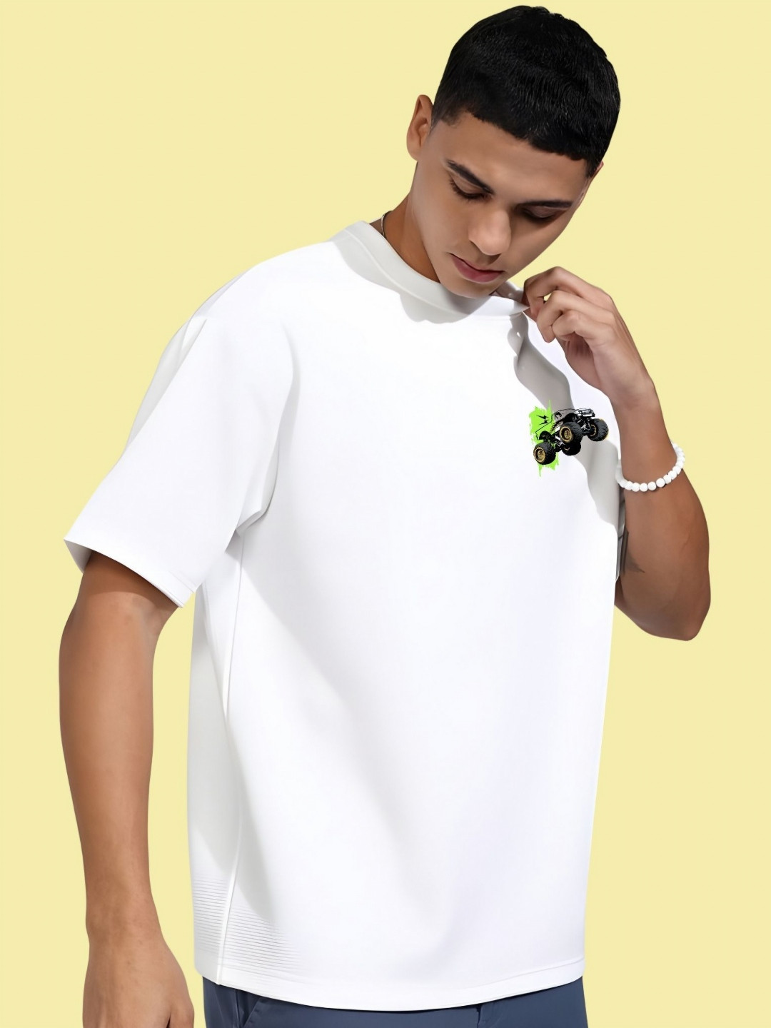 

THE BEETEL HOUSE Men Drop-Shoulder Sleeves T-shirt, White