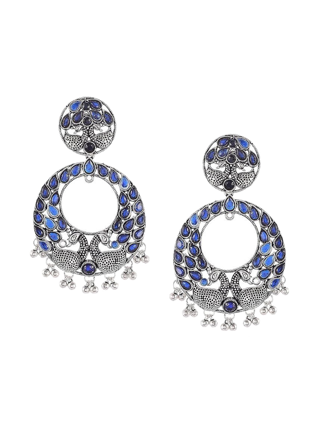 

Kezlin German Silver-Plated Contemporary Oxidized Drop Earrings