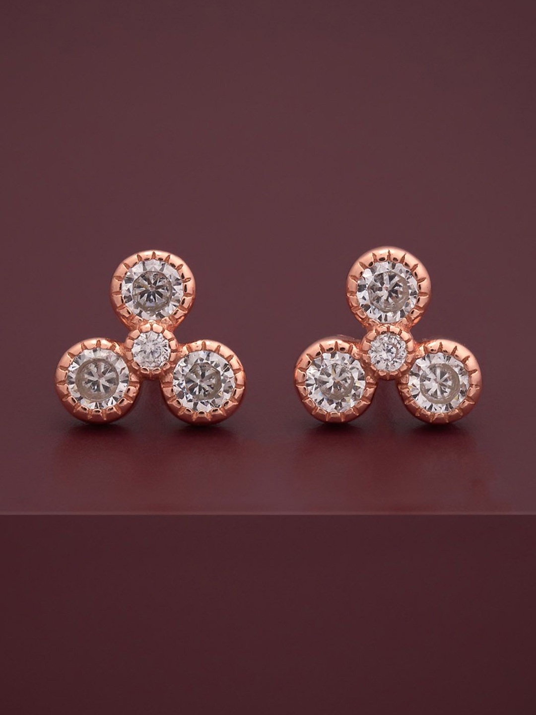 

Kushal's Fashion Jewellery 92.5 Silver Rose Gold-Plated Zircon Classic Studs