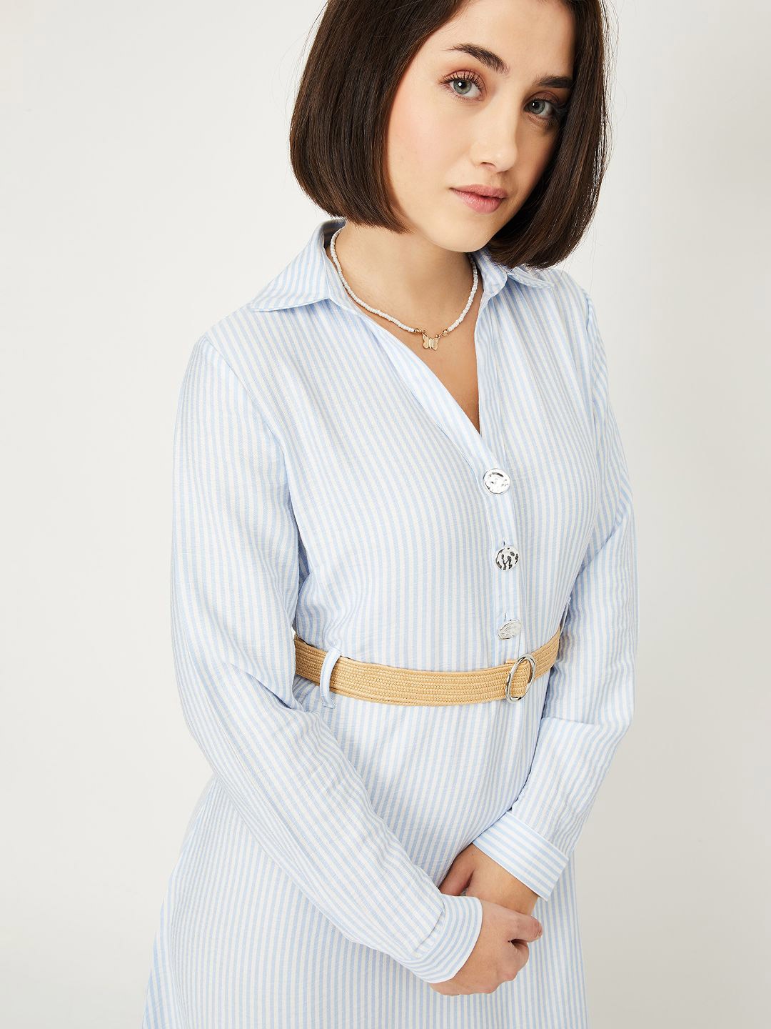 

max Striped Shirt Dress, Blue