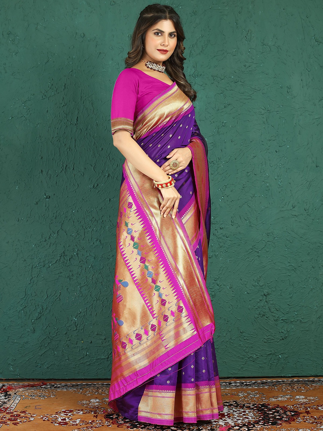 

Kandora Woven Design Zari Paithani Saree, Lavender