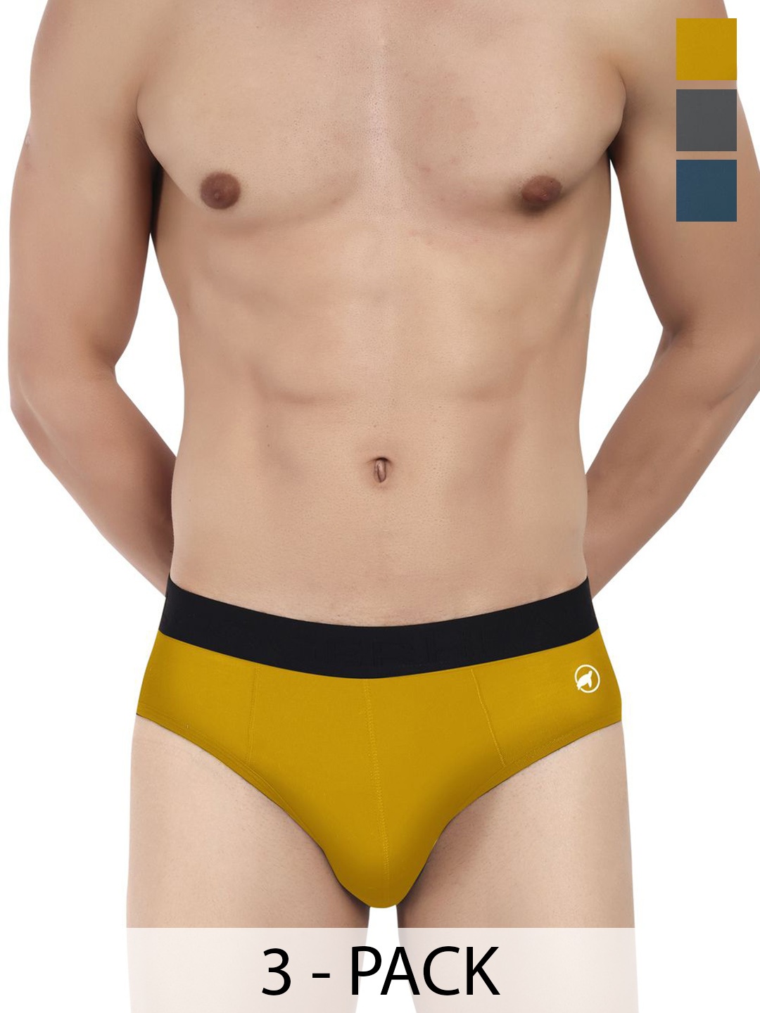 

LOGGERHEAD Men Pack Of 3 Mid-Rise Cotton Briefs LHMB002, Blue