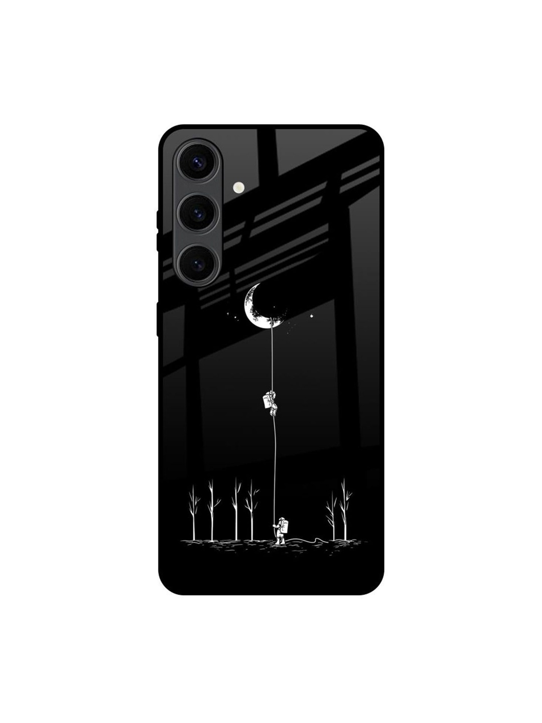 

QRIOH Catch the Moon Real Printed Samsung Galaxy S24 Plus Back Case, Black