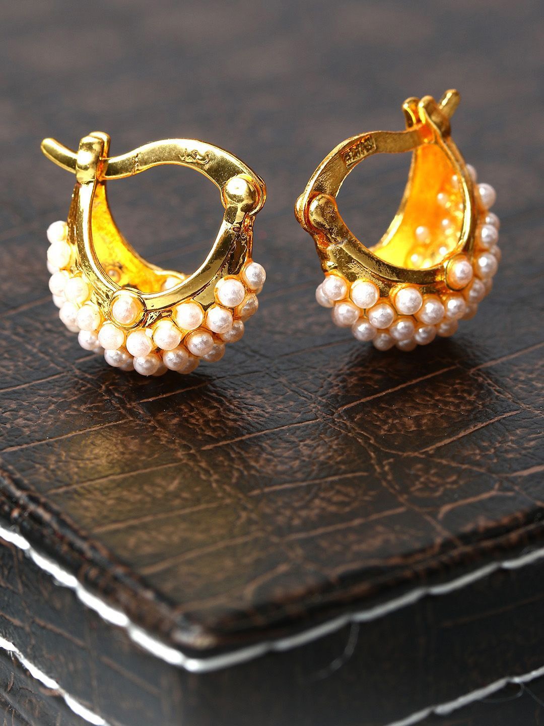 

Anouk Gold Plated Beaded Contemporary Shaped Hoop Earrings