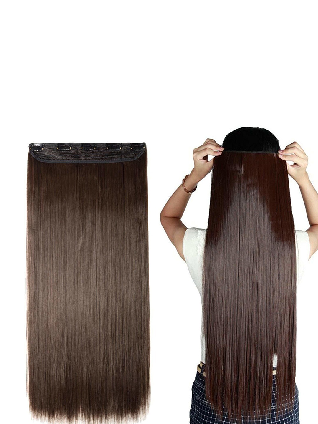 

camola deva Clip-In Ponytail Straight Hair Extension - Brown - 24 Inch