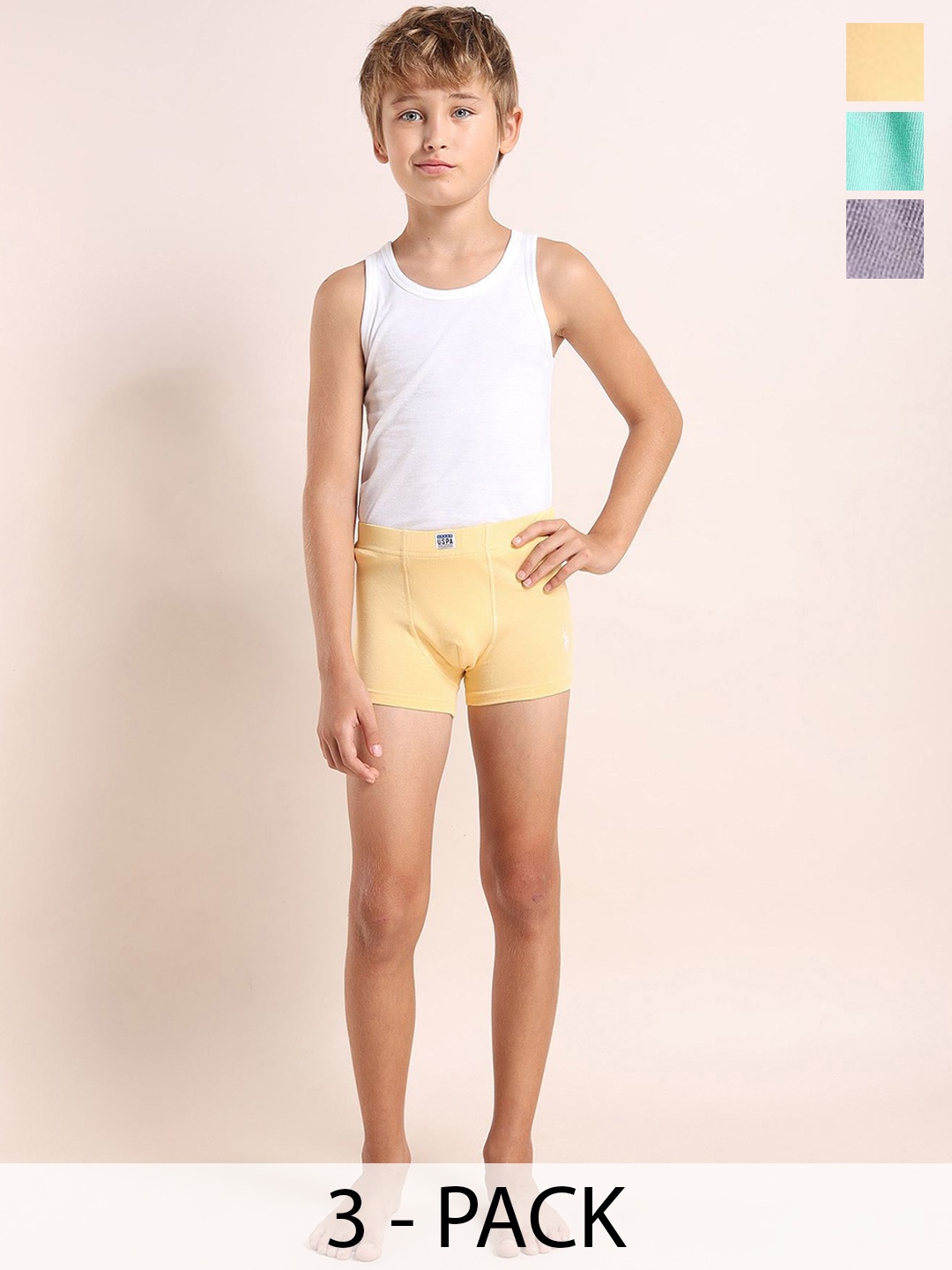 

U.S. Polo Assn. Kids Boys Pack Of 3 Underwear Trunks - EKT06-FYD-P3, Purple