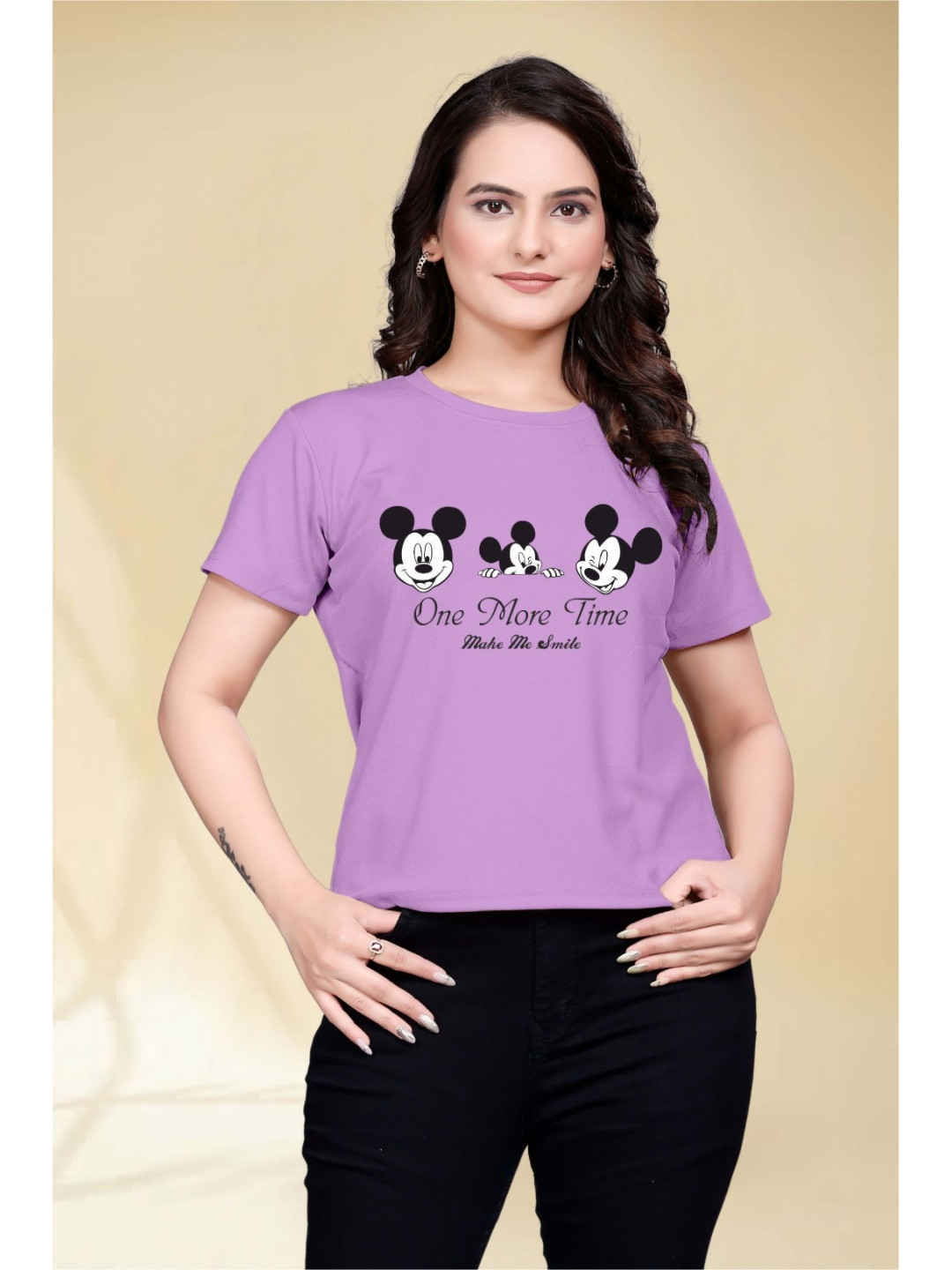 

Moda Rapido Women Printed Round Neck Tshirt, Purple