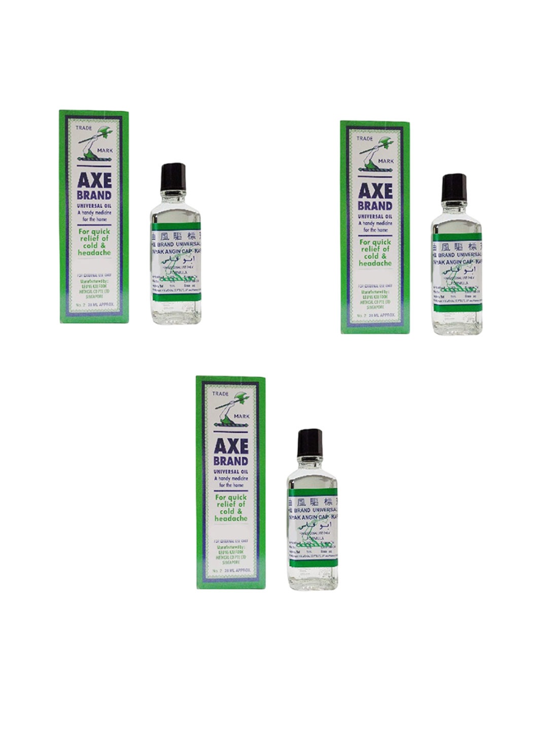 

AXE BRAND Set Of 3 Universal Oil For Quick Relief - 28 ml Each, Green