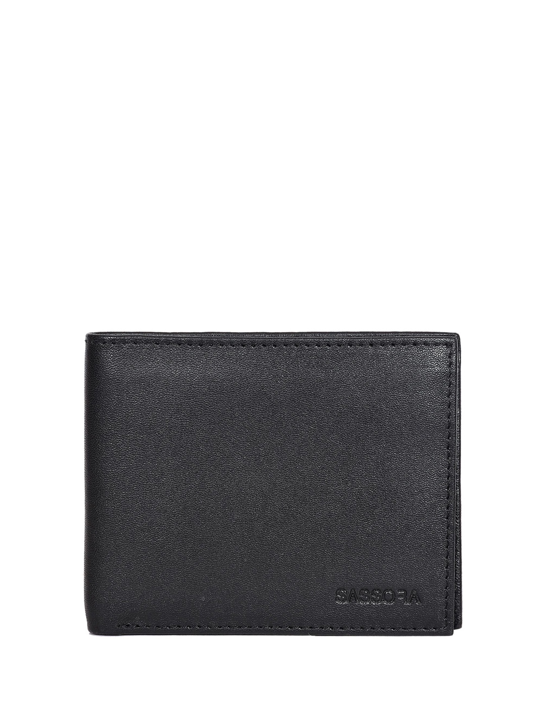 

Sassora Men Leather Two Fold Wallet, Black