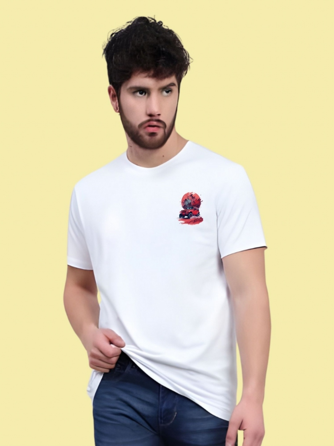 

THE BEETEL HOUSE Men Drop-Shoulder Sleeves T-shirt, White