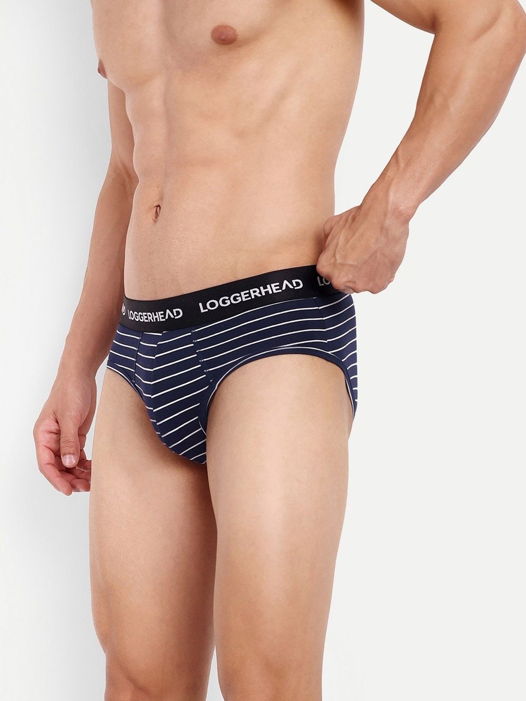 

LOGGERHEAD Striped Mid Rise Briefs - LHYB011-NAVY-Navy, Navy blue