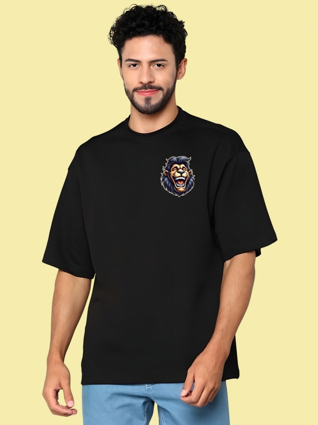 

THE BEETEL HOUSE Men Drop-Shoulder Sleeves T-shirt, Black