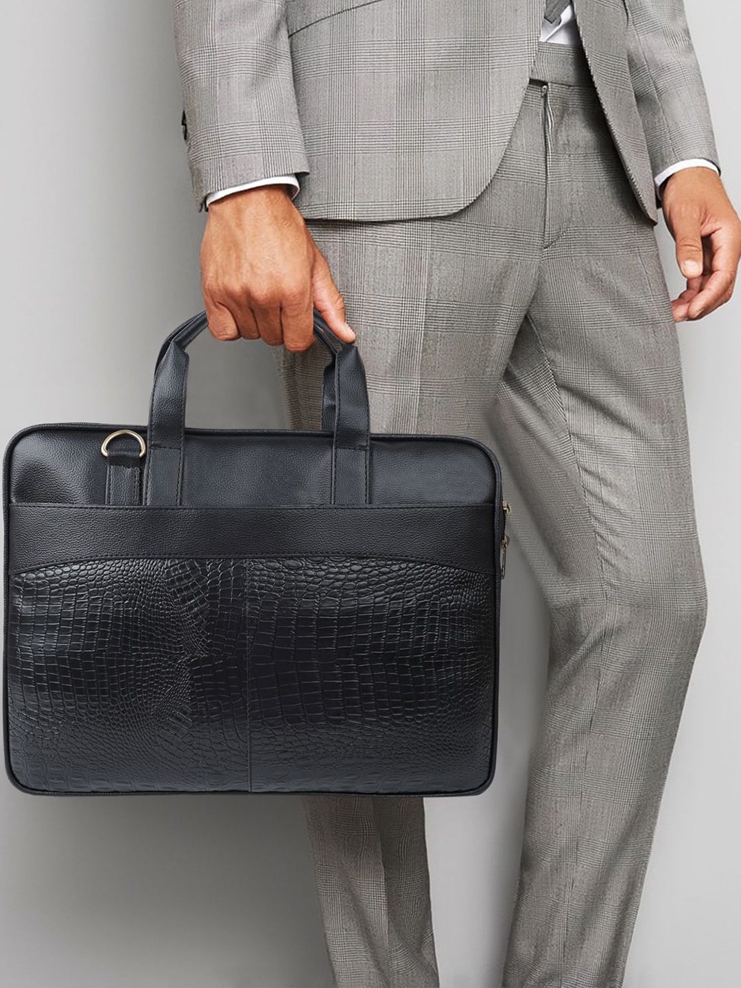 

GOLD SKY Men PU Laptop Bag, Black
