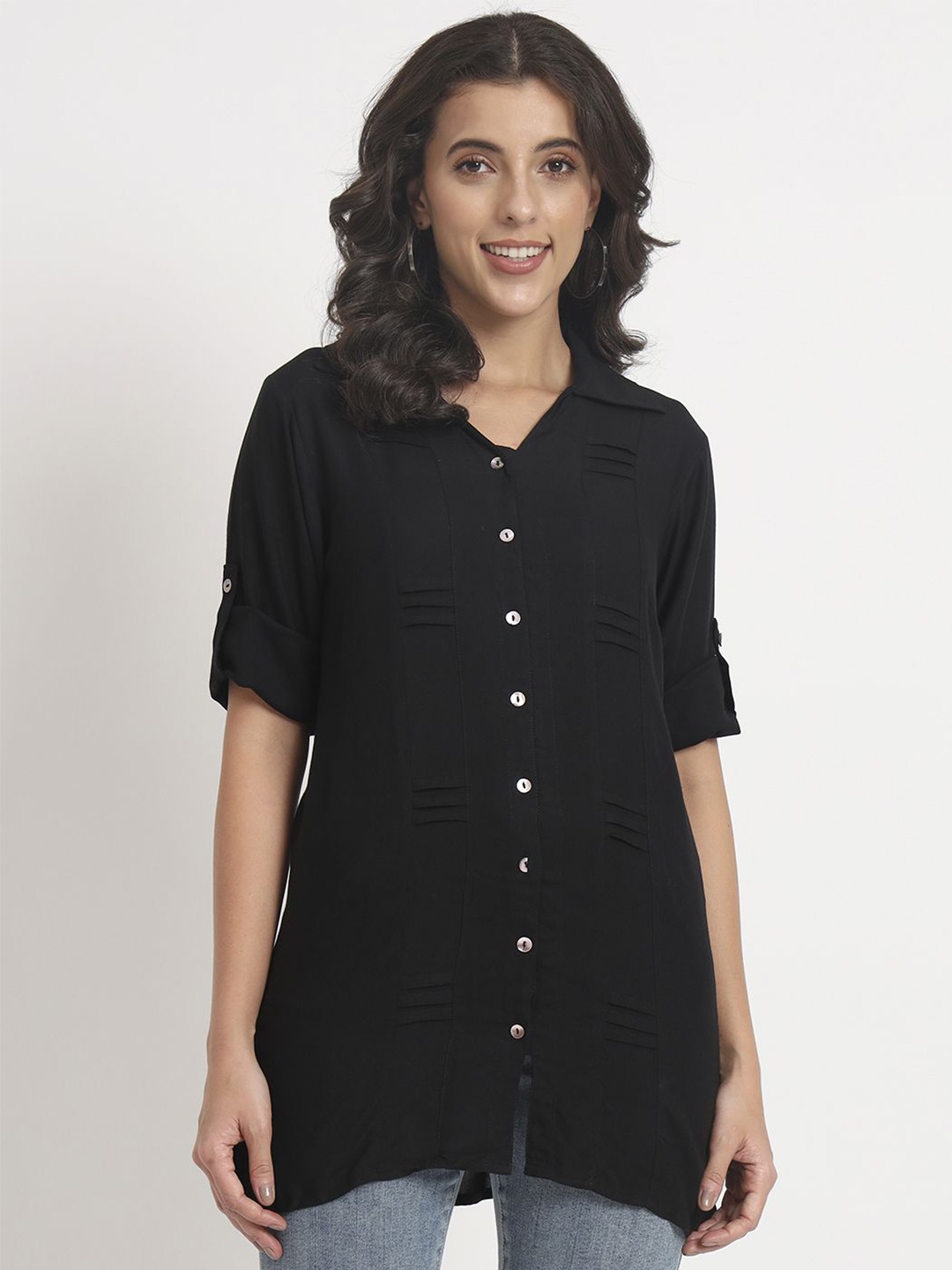 

ANGOORI FASHION Women Straight Opaque Casual Shirt, Black