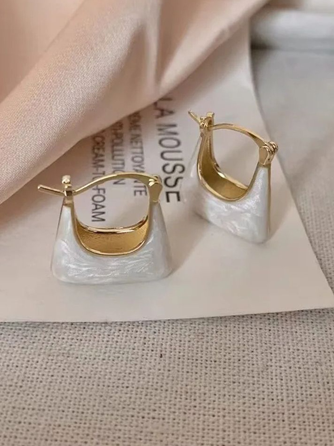 

Celestique Handbag Shaped Hoop Earrings, White