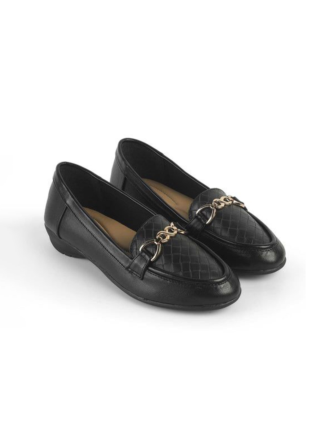 

Tresmode MORO Women Textured Leather Loafers, Black