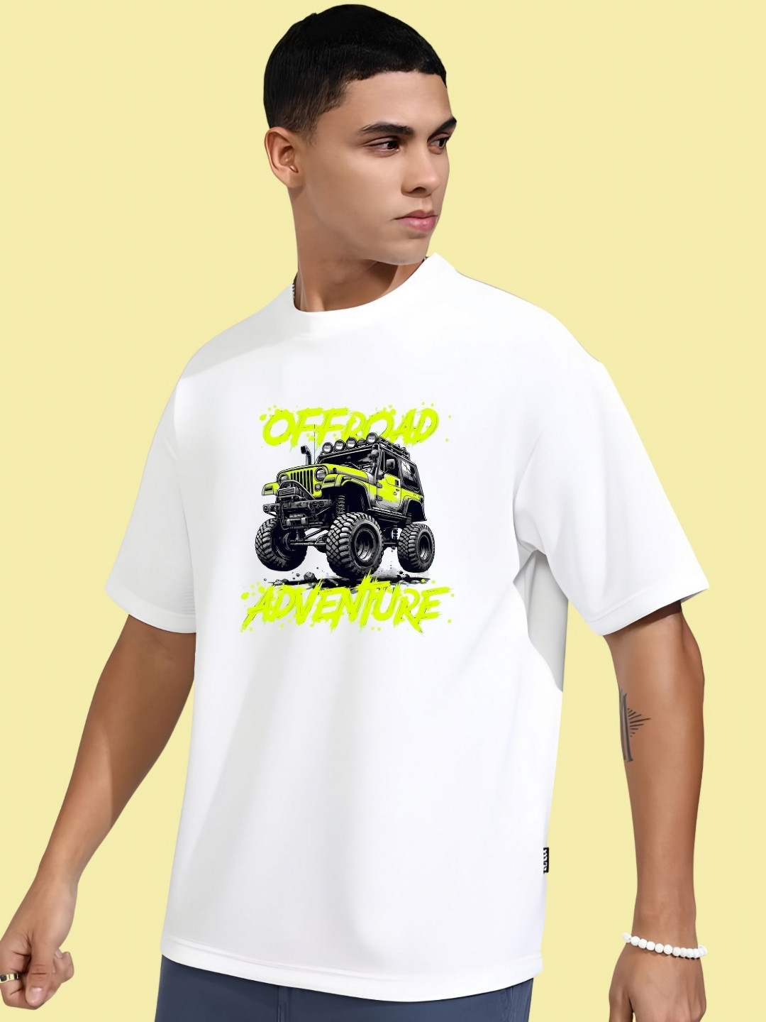 

THE BEETEL HOUSE Men Drop-Shoulder Sleeves T-shirt, White