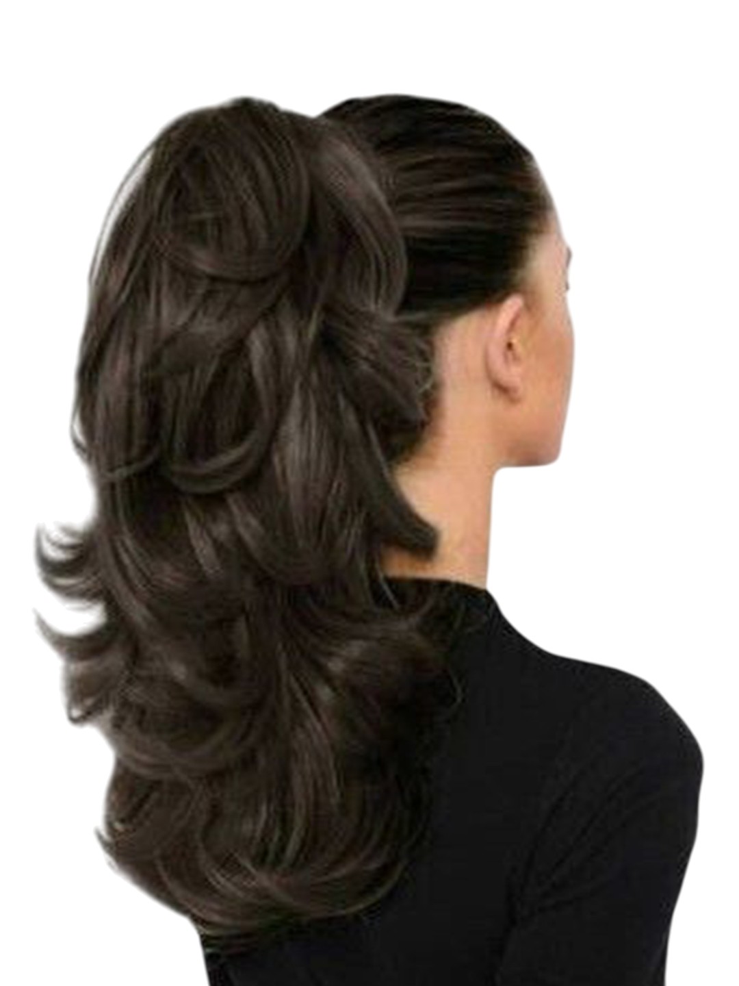 

camola deva Clip In Wavy Ponytail Hair Extension- Brown- 20 Inch, Black