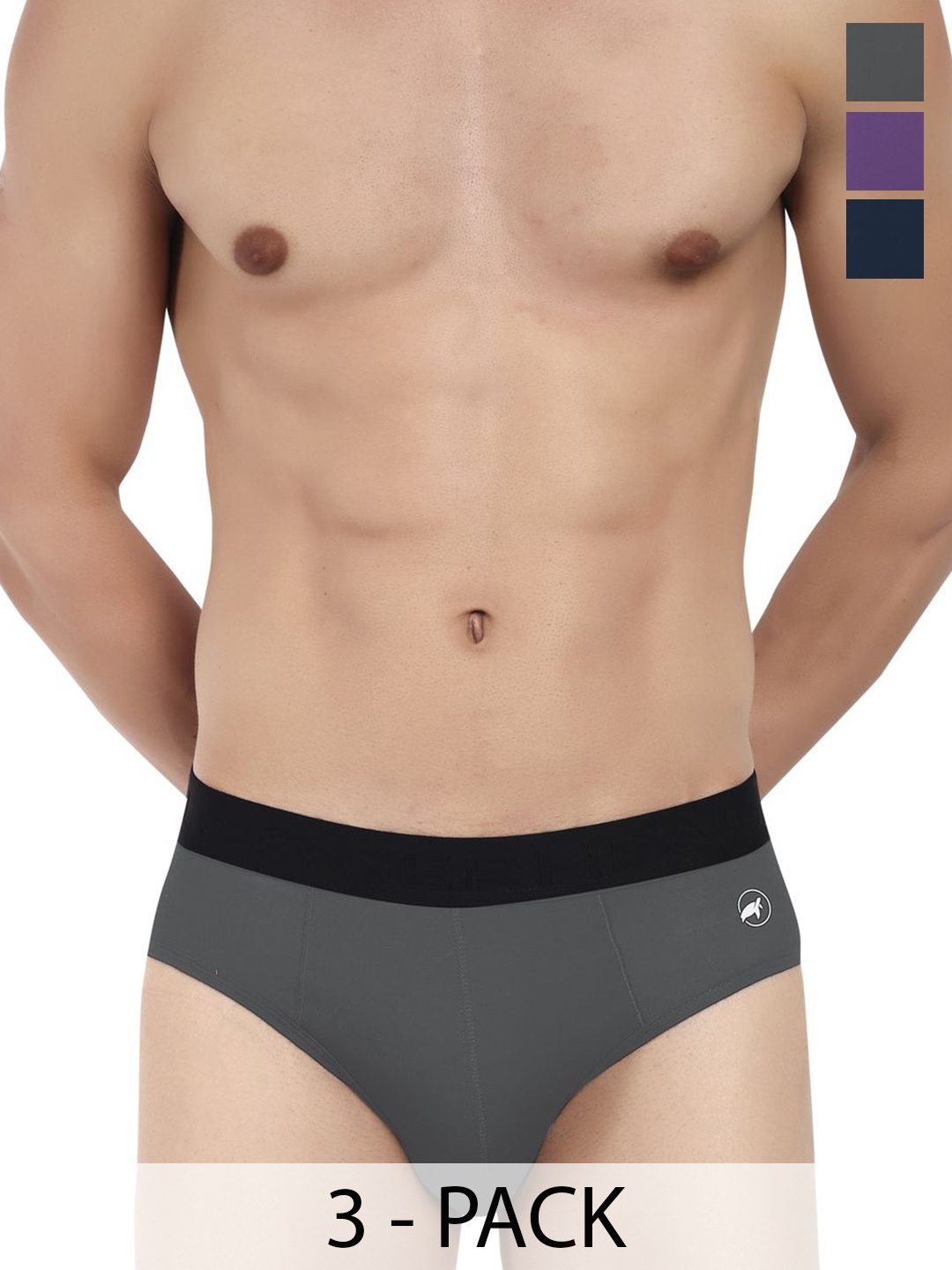 

LOGGERHEAD Pack Of 3 Mid Rise Briefs - LHMB002-Navy-Purple-S.Grey-Navy-Purple-S.Grey, Navy blue