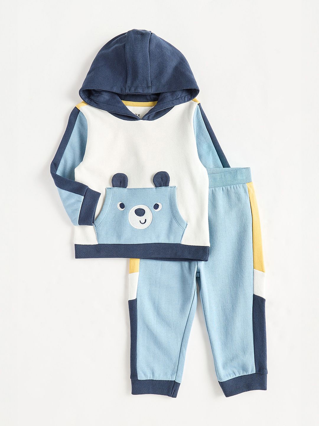 

max Boys Colourblocked Hood Sweatshirt With Joggers, Blue
