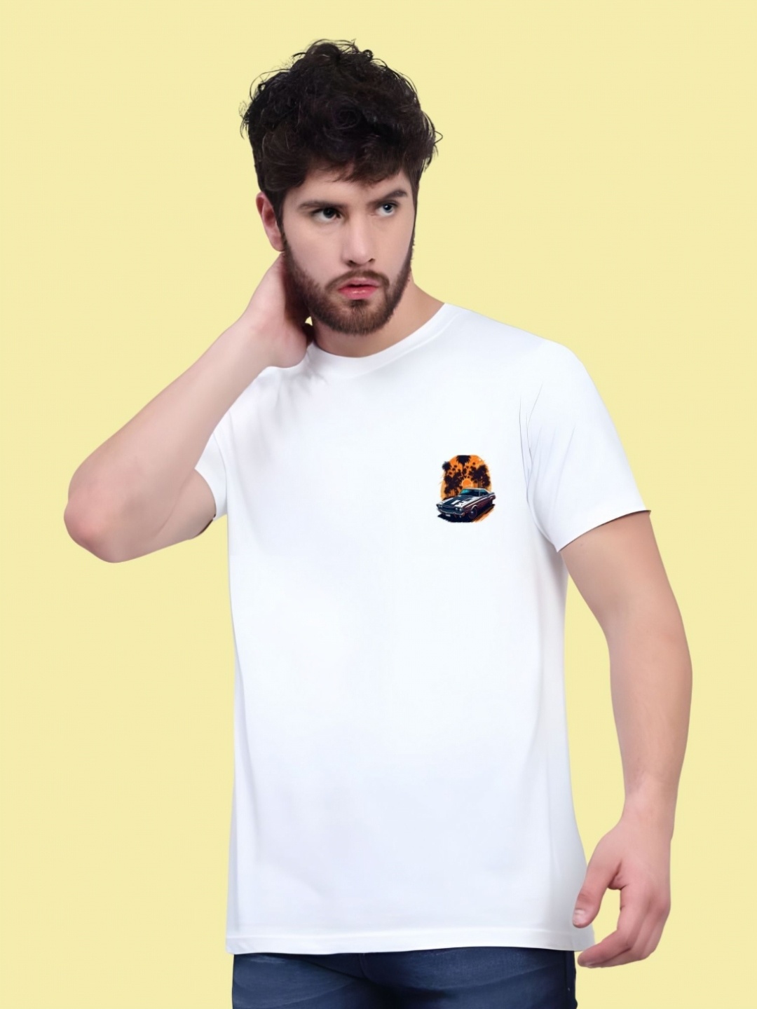 

THE BEETEL HOUSE Men Drop-Shoulder Sleeves T-shirt, White