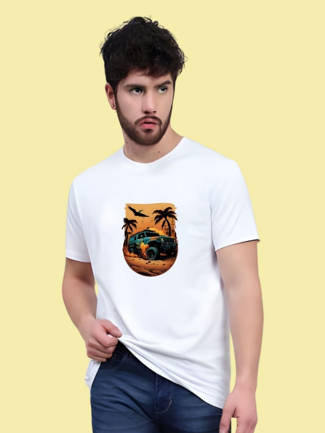 

THE BEETEL HOUSE Men Drop-Shoulder Sleeves T-shirt, White