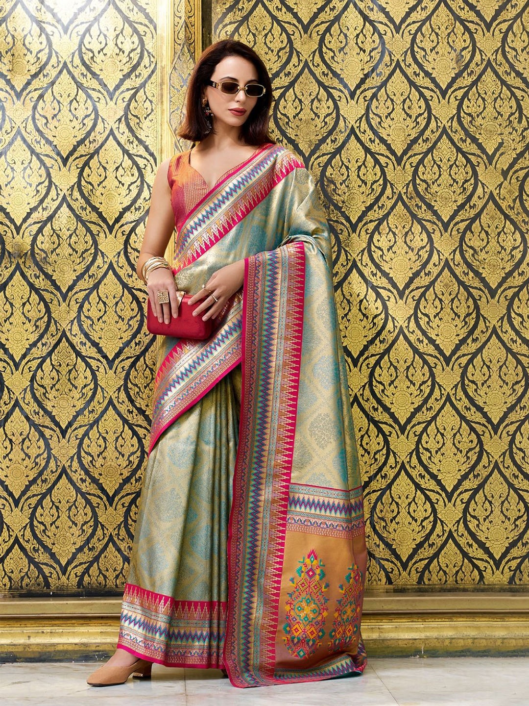 

DEVATITHI Grey Tissue Silk Saree