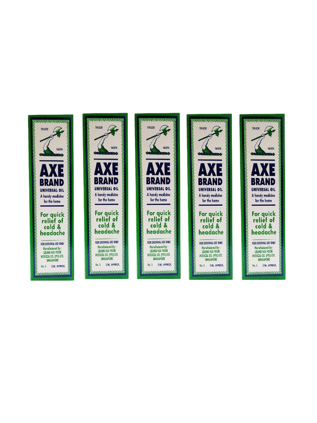 

AXE BRAND Set Of 5 Universal Oil For Quick Relief - 5 ml Each, Green