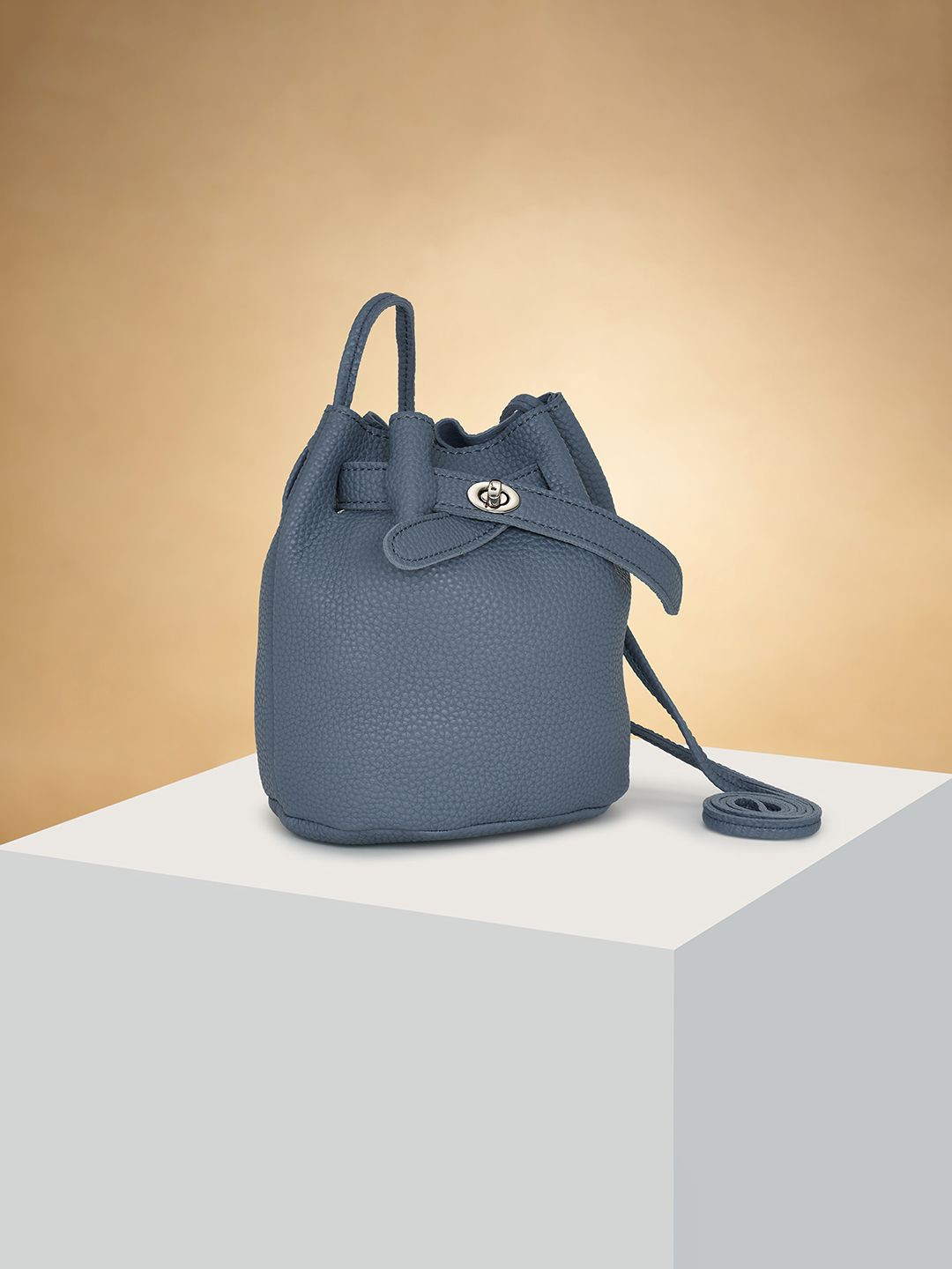 

Forever Glam by Pantaloons Women Textured Bucket Sling Bag, Blue