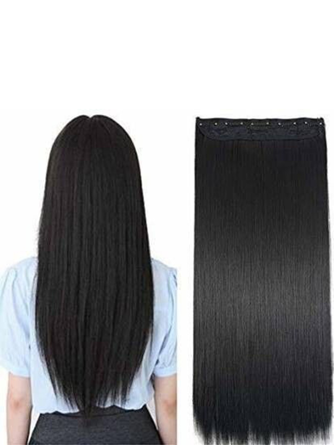 

camola deva 5-Clip In Straight Scalp Topper Hair Extension- Black- 22 Inch