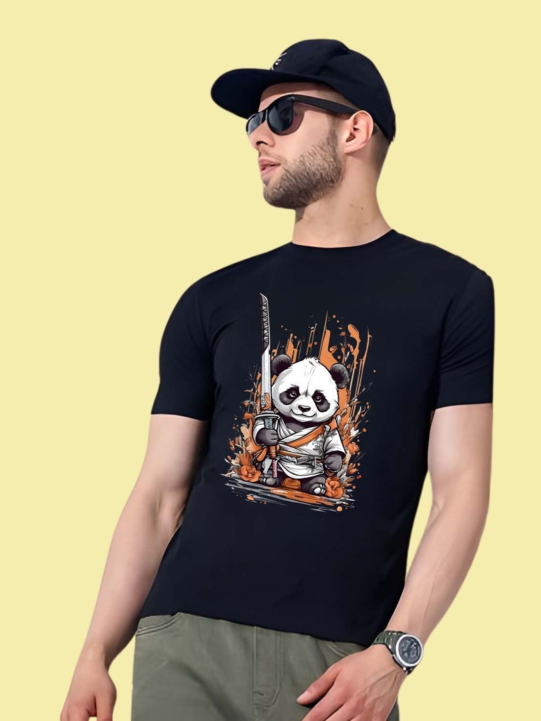 

THE BEETEL HOUSE Men Drop-Shoulder Sleeves T-shirt, Black