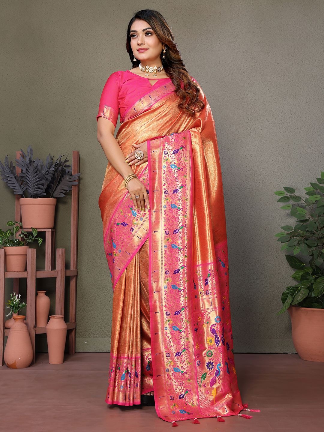

LeeliPeeri Designer Woven Design Zari Banarasi Saree, Orange