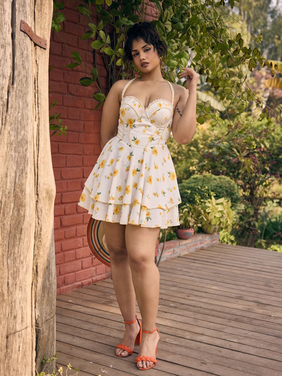 

Lea Clothing Co. Tabitha Sunflower Corset Mini Dress, White