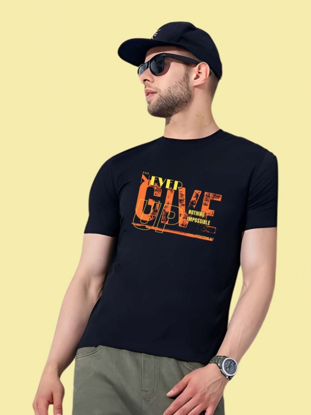 

THE BEETEL HOUSE Men Drop-Shoulder Sleeves T-shirt, Black