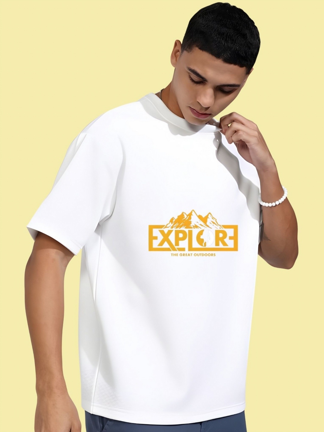 

THE BEETEL HOUSE Men Drop-Shoulder Sleeves T-shirt, White