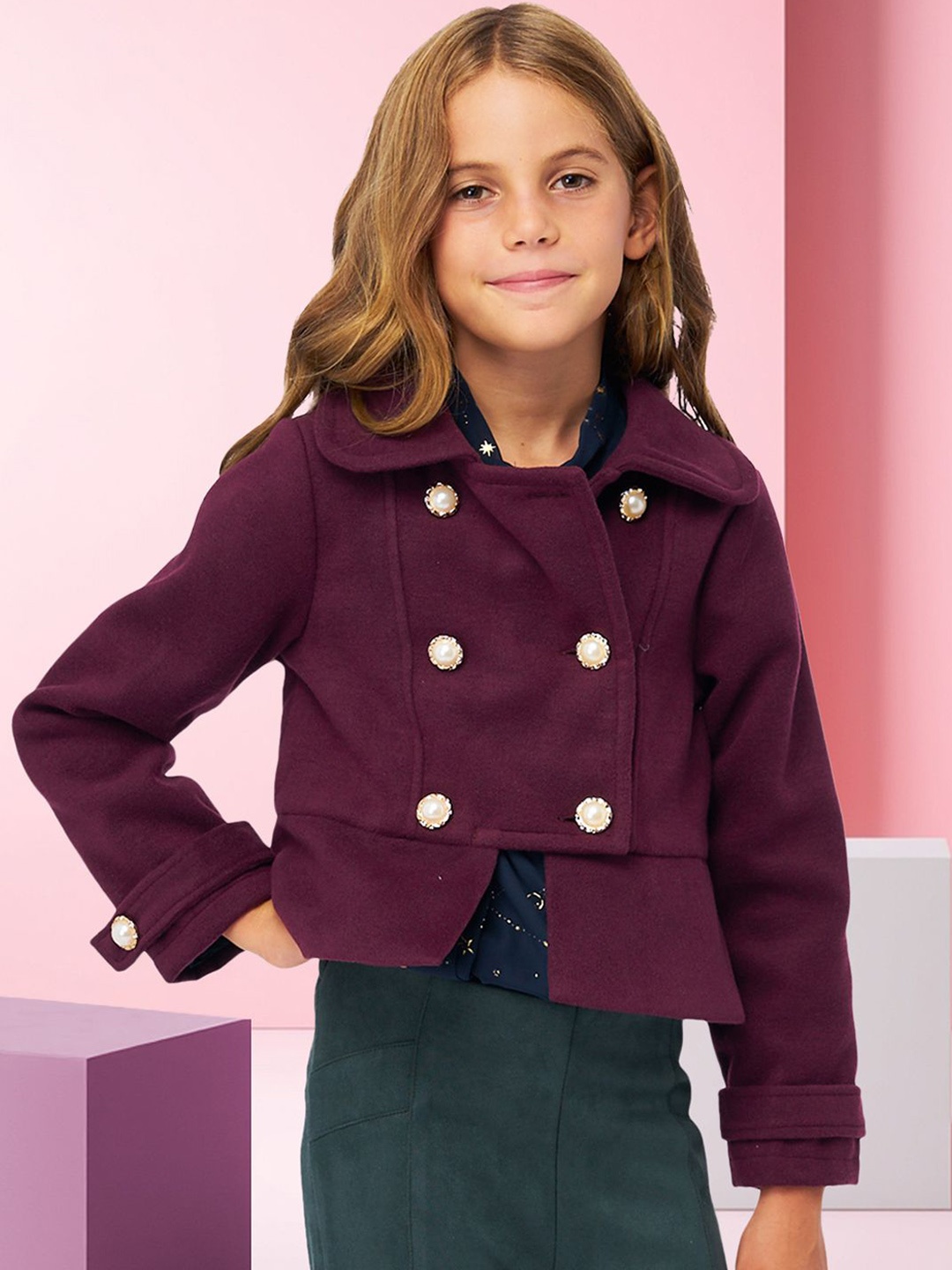 

FOREVER FRIDAY Girls Solid Tailored Jacket, Purple