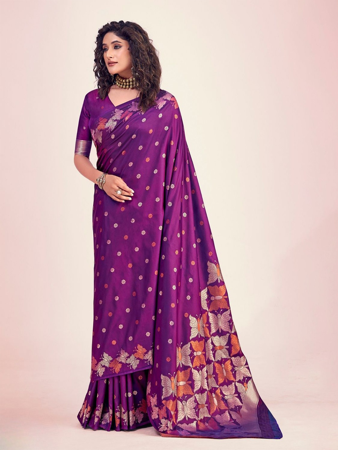 

DEVATITHI Purple Banarasi Saree