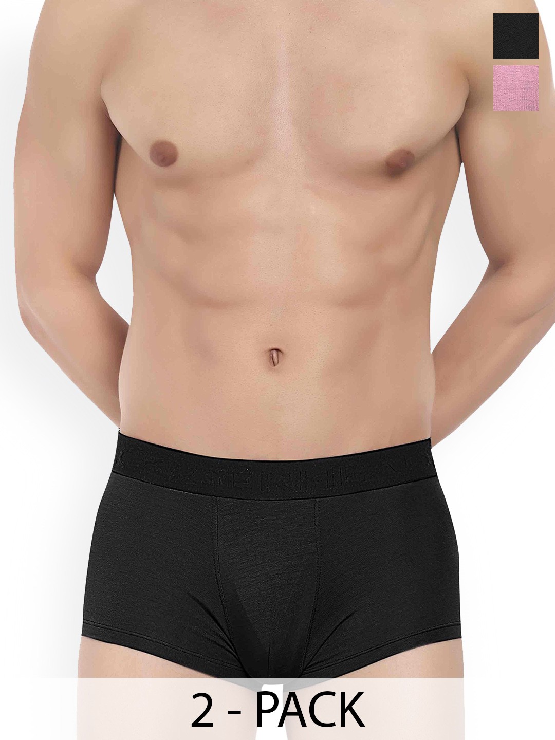 

LOGGERHEAD Pack Of 2 Cotton Short Trunks LHMT002-Black-Pink