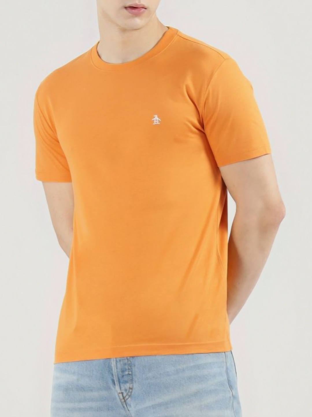 

Original Penguin Men Solid Round Neck Cotton T-shirt, Orange