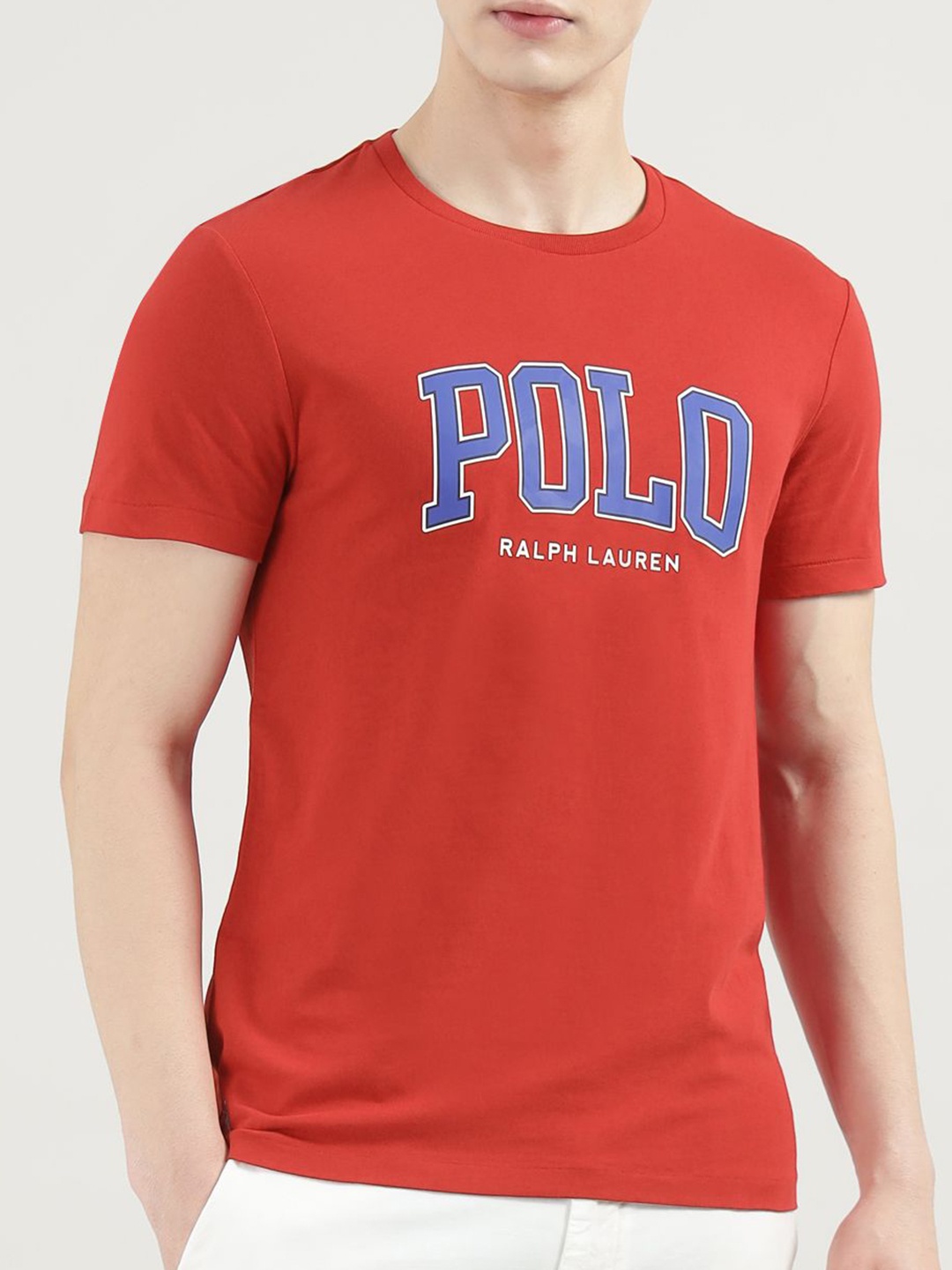 

Polo Ralph Lauren Men Typography Printed Round Neck Cotton T-shirt, Red