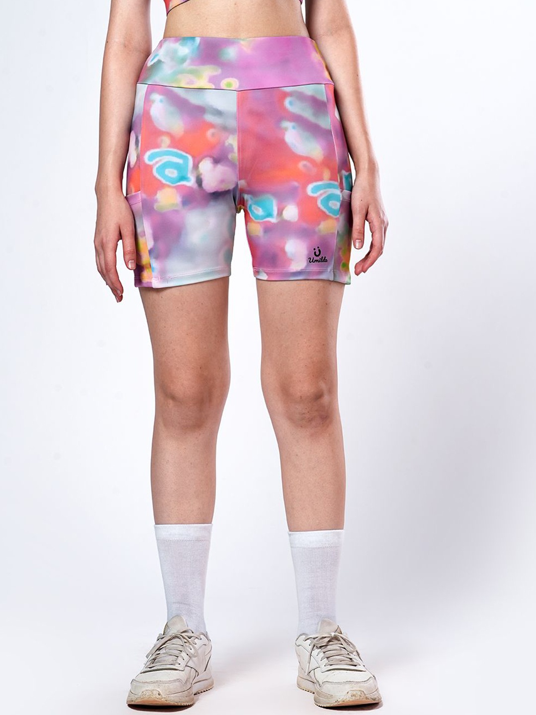 

UMILDO Women Printed Skinny Fit Sports Shorts, Pink