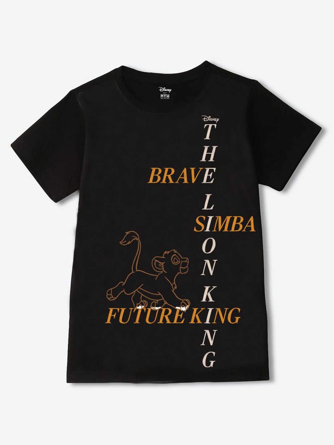 

Wear Your Mind Boys Lion King Graphic Printed Round Neck Regular Fit T-shirt, Black